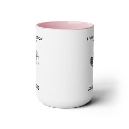 HDUB Cross Living on Mission Two-Tone Coffee Mug