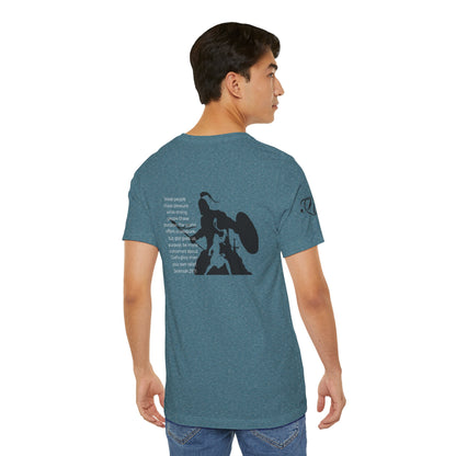 Fight Club T-Shirt - Cross Front, Jeremiah 29:11 Knight Back, and FC Sleeve