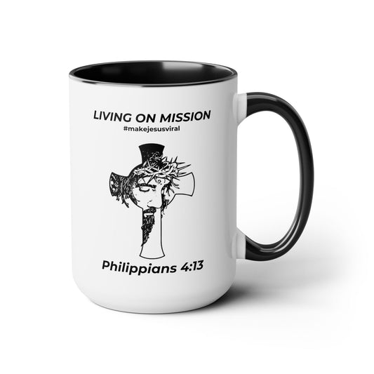 HDUB Cross Living on Mission Two-Tone Coffee Mug