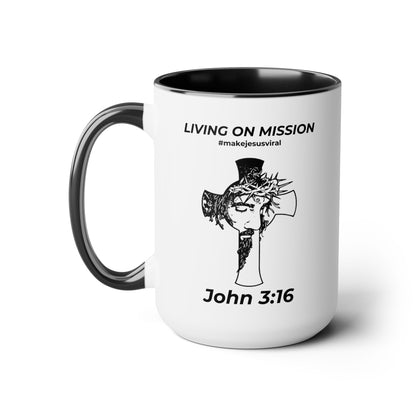 HDUB Cross Living on Mission Two-Tone Coffee Mug