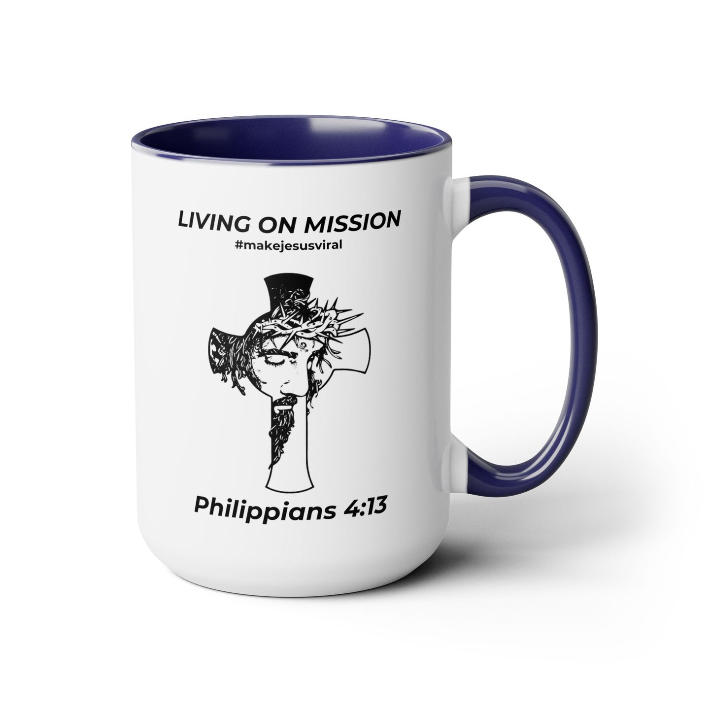 HDUB Cross Living on Mission Two-Tone Coffee Mug