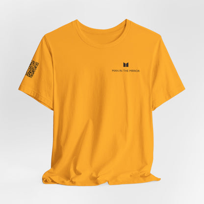 Man in the Mirror - Front Standard Logo with QR on Sleeve and How Can I Pray For You on back