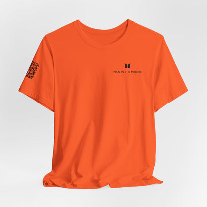 Man in the Mirror - Front Standard Logo with QR on Sleeve and How Can I Pray For You on back