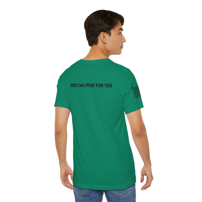 Man in the Mirror - Front Standard Logo with QR on Sleeve and How Can I Pray For You on back