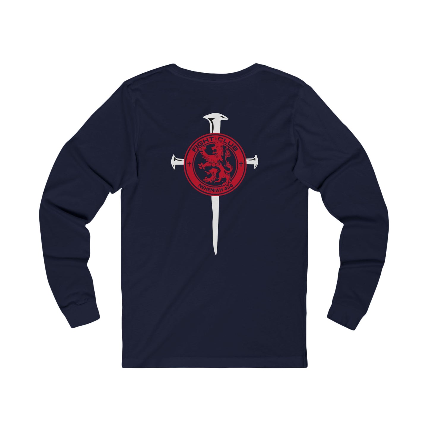 Fight Club Long Sleeve T-Shirt - Colorful Logo Front and Cross Back