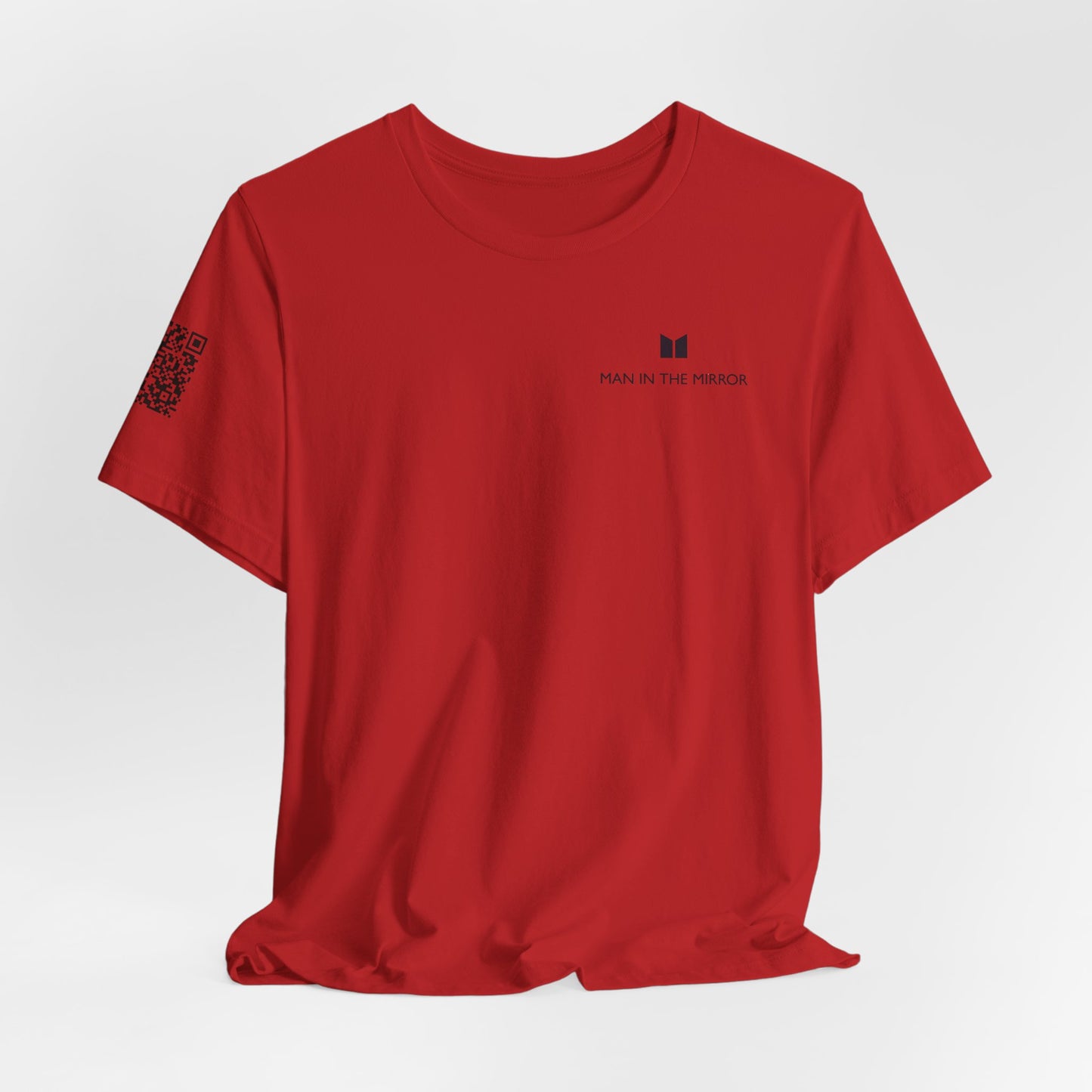 Man in the Mirror - Front Standard Logo with QR on Sleeve and How Can I Pray For You on back