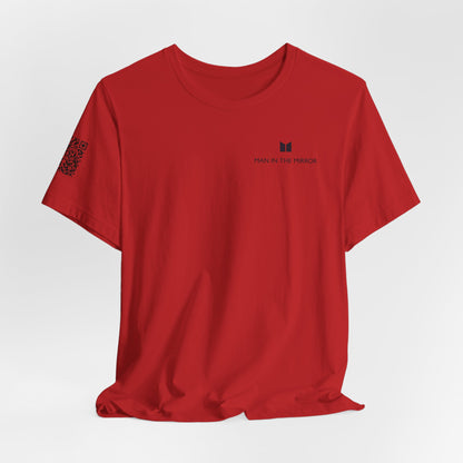 Man in the Mirror - Front Standard Logo with QR on Sleeve and How Can I Pray For You on back