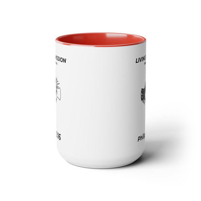 HDUB Cross Living on Mission Two-Tone Coffee Mug