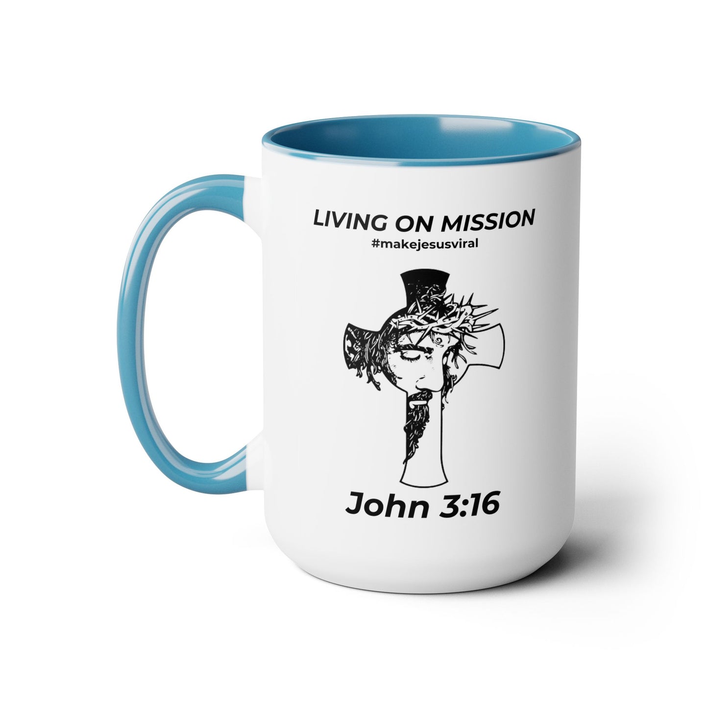 HDUB Cross Living on Mission Two-Tone Coffee Mug