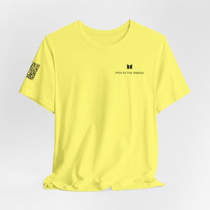 Man in the Mirror - Front Standard Logo with QR on Sleeve and How Can I Pray For You on back
