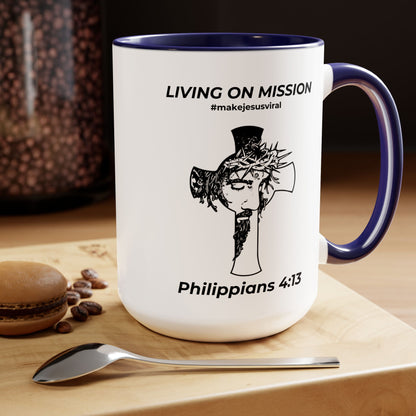 HDUB Cross Living on Mission Two-Tone Coffee Mug