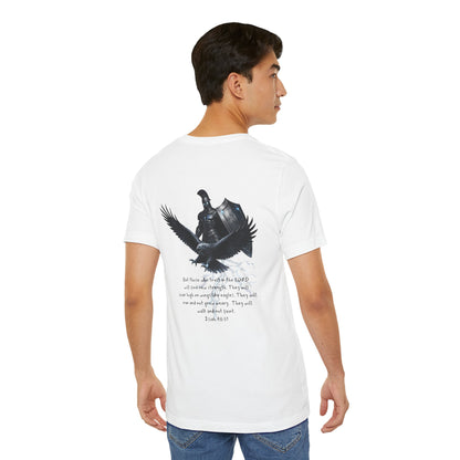 Fight Club Warrior Eagle Lightening T-Shirt - Cross Front, Warrior Eagle Back - Isiah 40:31
