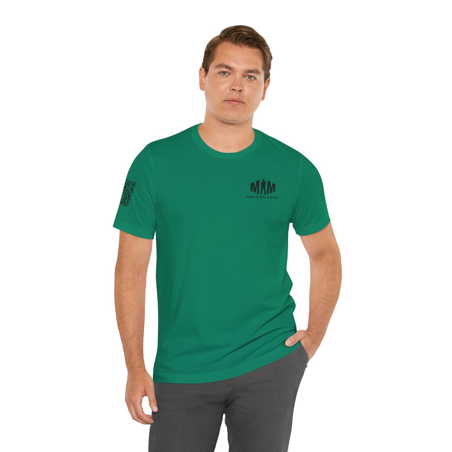 Man in the Mirror - Front MIM Logo with QR on Sleeve and How Can I Pray For You on back