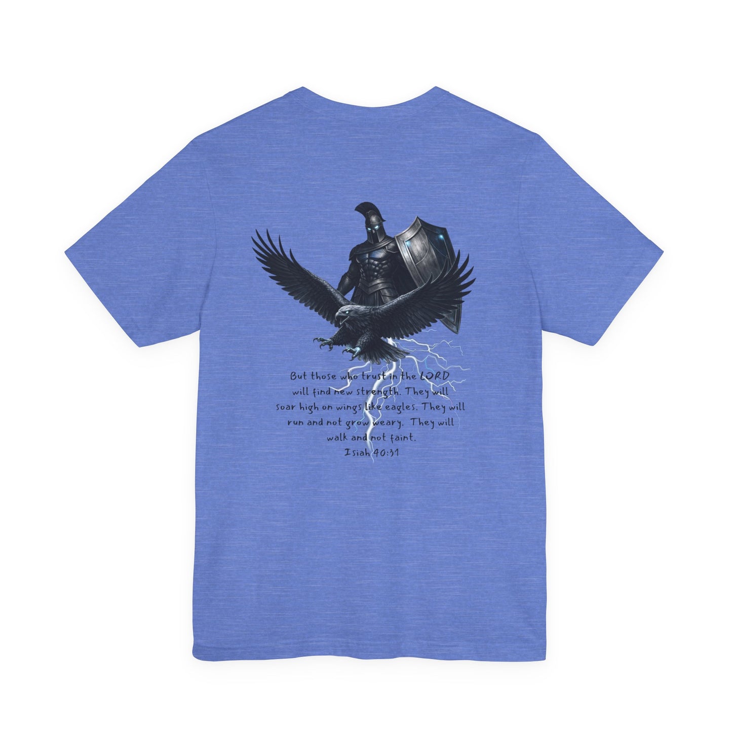 Fight Club Warrior Eagle Lightening T-Shirt - Cross Front, Warrior Eagle Back - Isiah 40:31