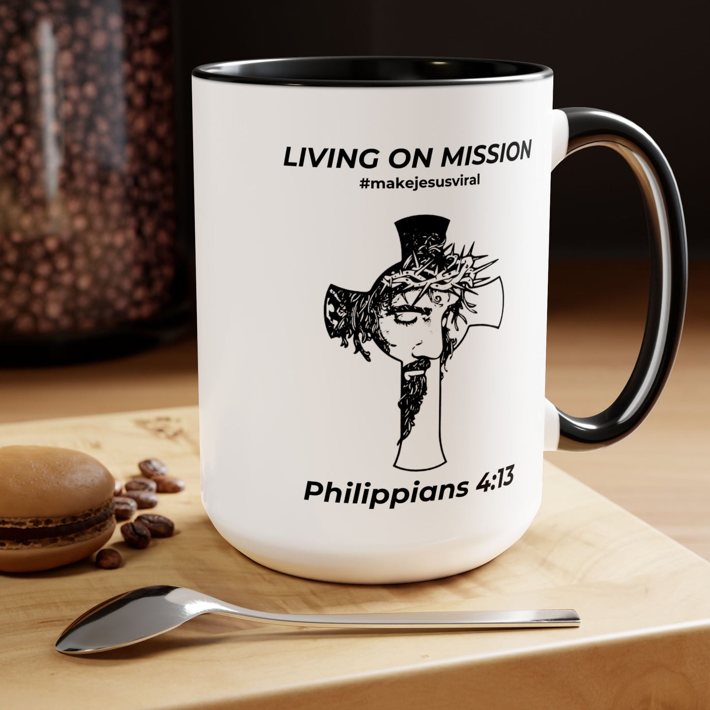 HDUB Cross Living on Mission Two-Tone Coffee Mug