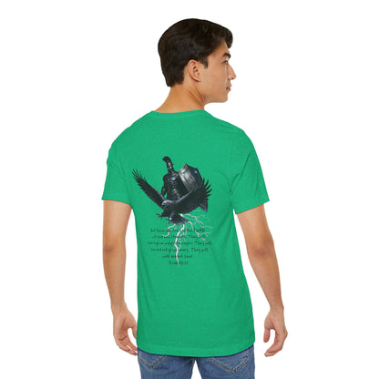 Fight Club Warrior Eagle Lightening T-Shirt - Cross Front, Warrior Eagle Back - Isiah 40:31