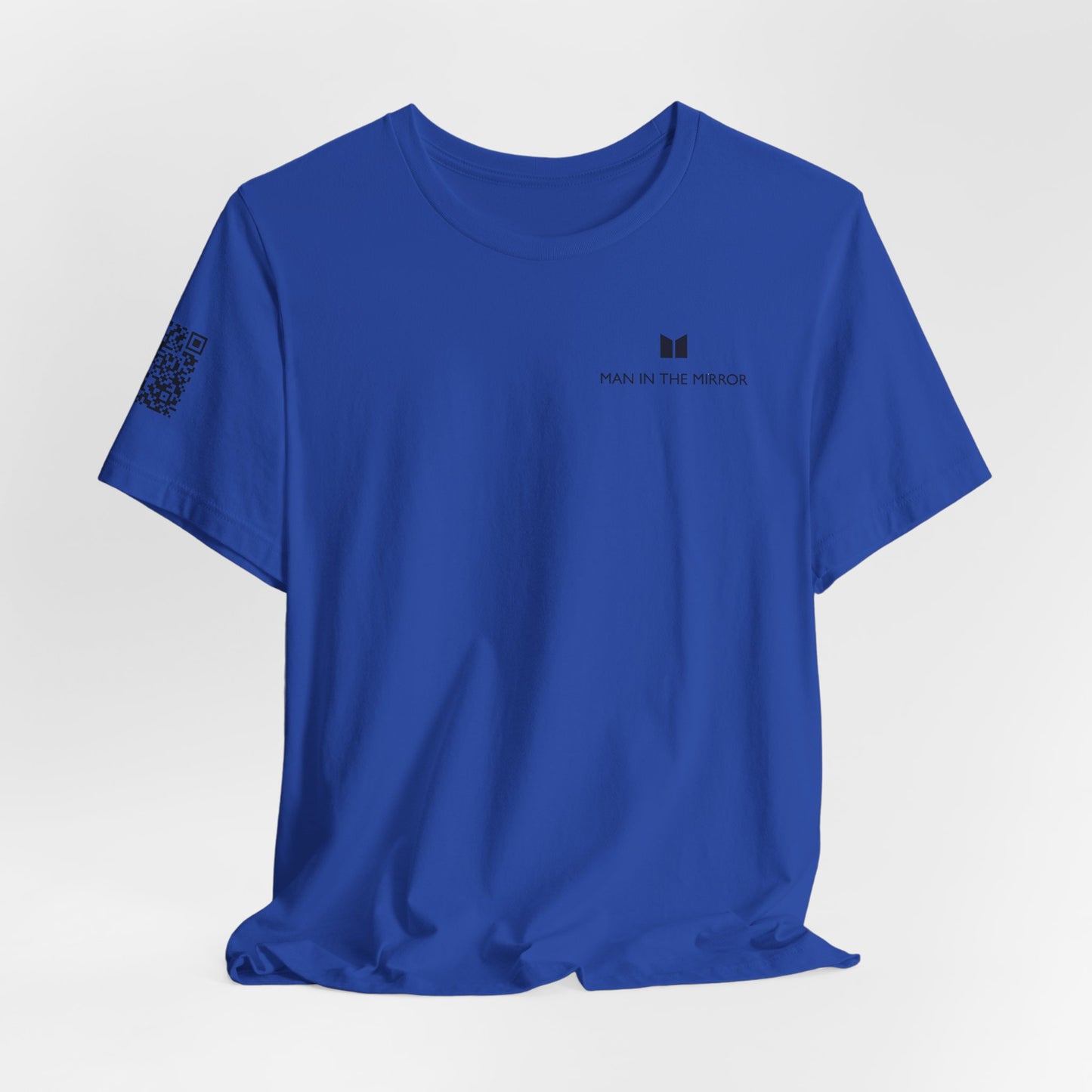 Man in the Mirror - Front Standard Logo with QR on Sleeve and How Can I Pray For You on back