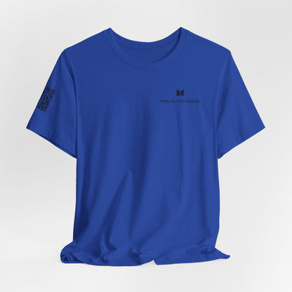 Man in the Mirror - Front Standard Logo with QR on Sleeve and How Can I Pray For You on back