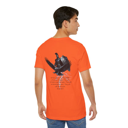 Fight Club Warrior Eagle Lightening T-Shirt - Cross Front, Warrior Eagle Back - Isiah 40:31