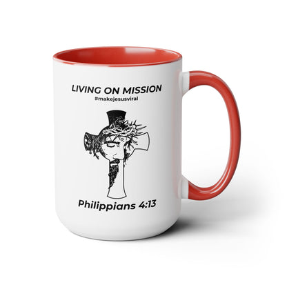 HDUB Cross Living on Mission Two-Tone Coffee Mug