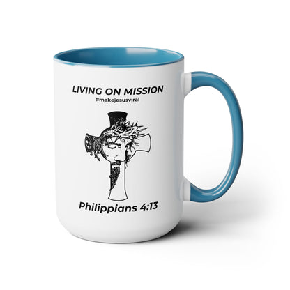 HDUB Cross Living on Mission Two-Tone Coffee Mug