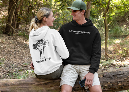HDUB Cross Living on Mission John 3:16 Hooded Sweatshirt